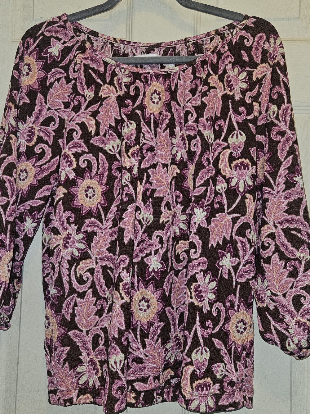 Women's Floral Print Top - Pink on Dark Background